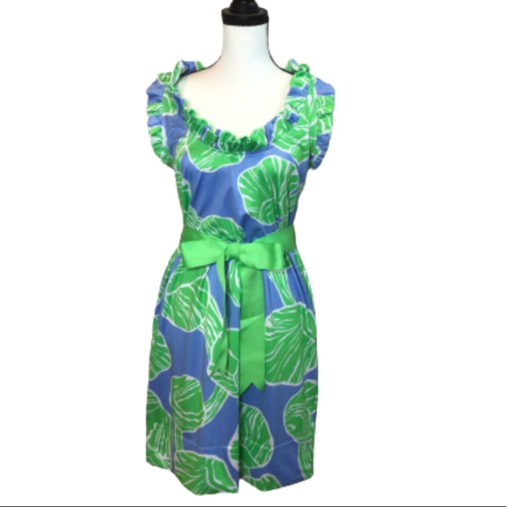 Gretchen Scott Jersey Girlie Girl Dress Shell Shock Blue and Green size Medium